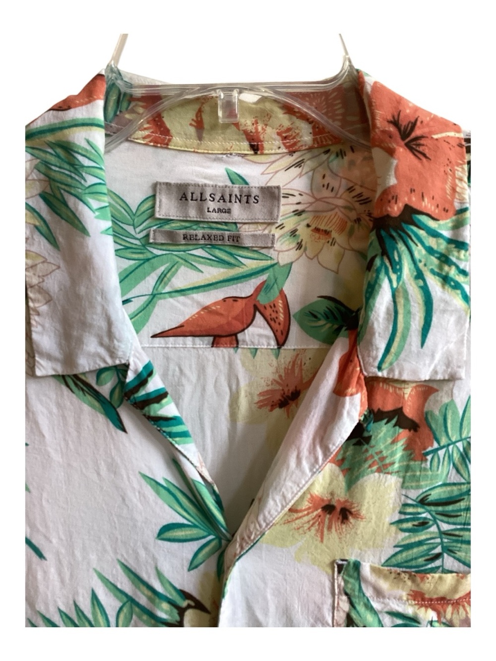 All Saints Calypso Tropical Print Shirt Mens Size L - Picture 3 of 7